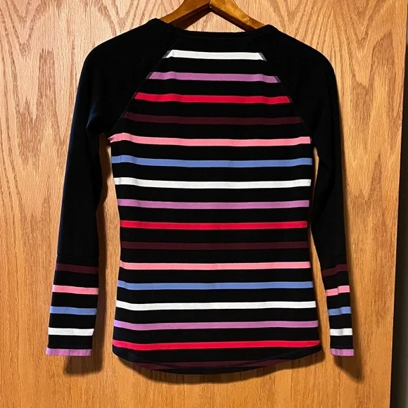 Talbots Black Multicolor Striped Long Sleeve Top - Picture 10 of 14
